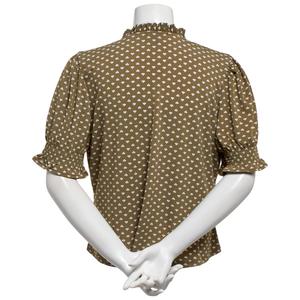 Womens Adrianna Papell Short Smocked Sleeve Leaf Blouse alternate view