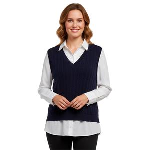 Womens Adrianna Papell Long Sleeve Cable Knit Two In One Blouse alternate view