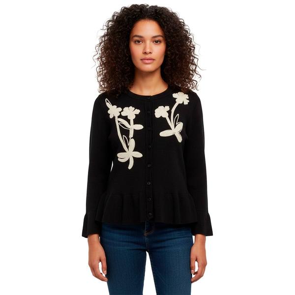 Womens Adrianna Papell Long Sleeve Floral Embroidered Cardigan