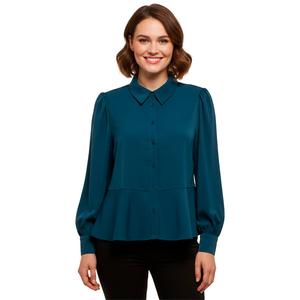 Womens Adrianna Papell Long Sleeve Button Front Peplum Blouse alternate view