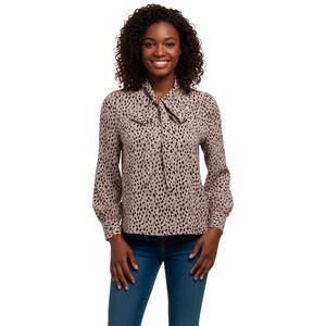 Womens Adrianna Papell Long Sleeve Tie Neck Dot Blouse