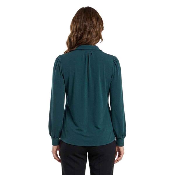 Womens Adrianna Papell Long Sleeve V-Neck Tie Collar Crepe Blouse alternate view