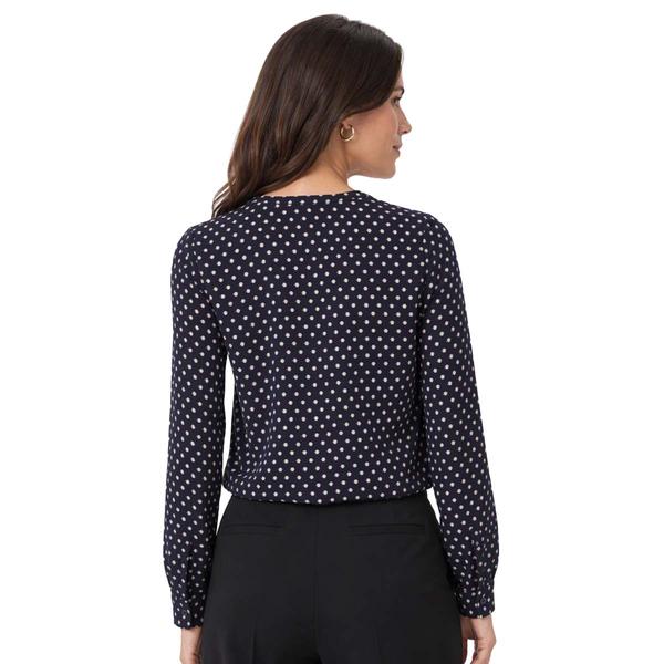 Womens Adrianna Papell Long Sleeve Split Neck Dot Blouse alternate view