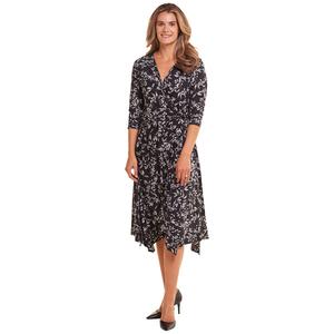 Womens Perceptions 3/4 Sleeve ITY Floral Faux Wrap Dress
