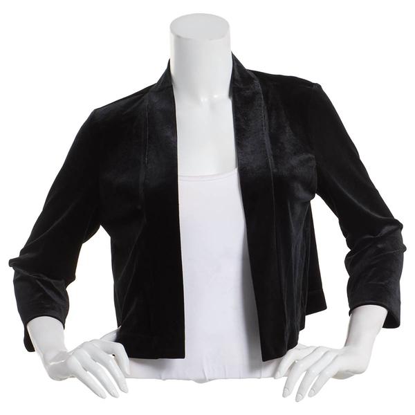 Womens Perceptions 3/4 Sleeve Velvet Shrug