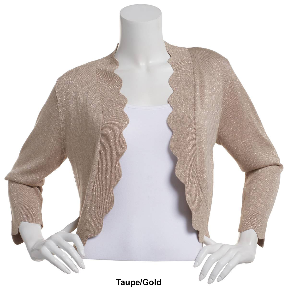 Womens Perceptions Lurex Scallop Edge Shrug