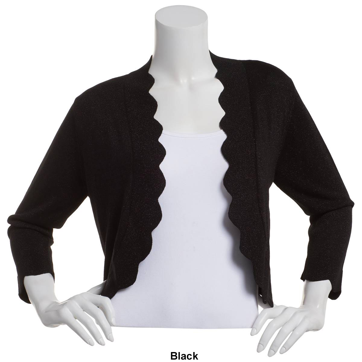 Womens Perceptions Lurex Scallop Edge Shrug