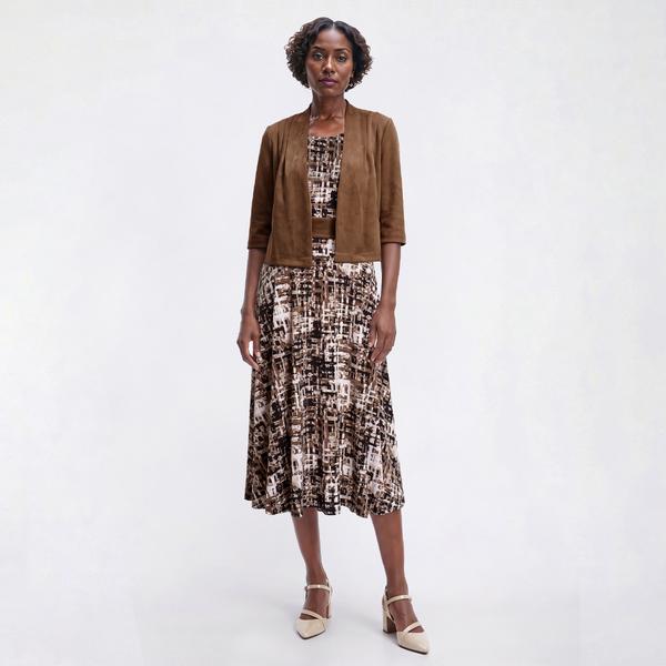 Petite Perceptions 3/4 Sleeve Abstract Suede Jacket Dress alternate view