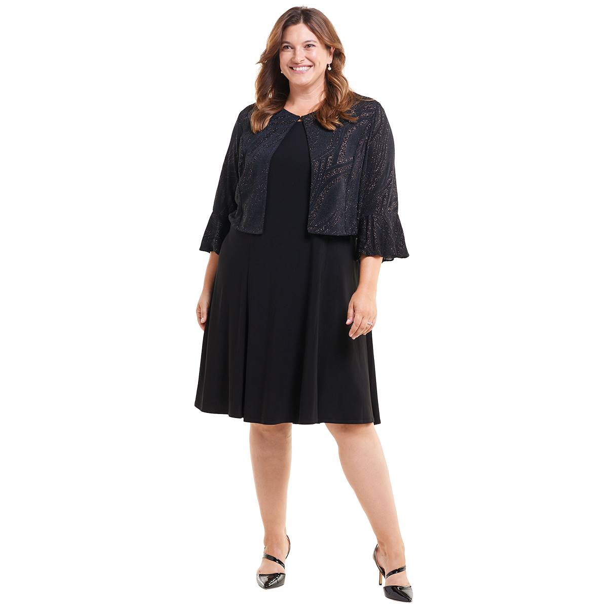 Plus Size Perceptions 2pc. Glitter Jacket Dresses