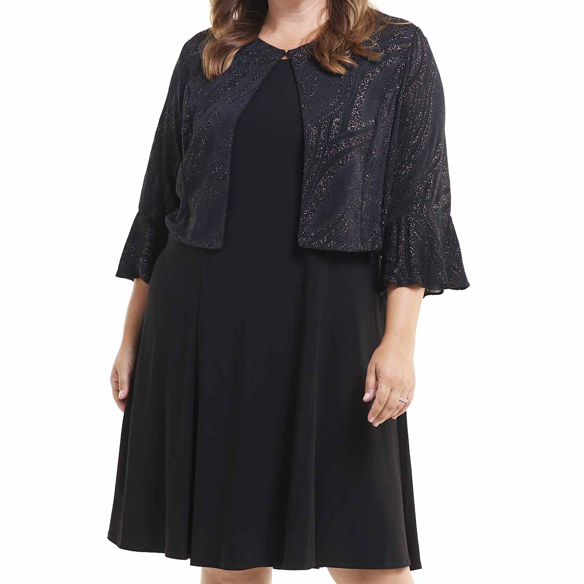 Plus Size Perceptions 2pc. Glitter Jacket Dresses