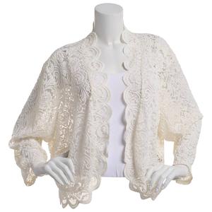 Plus Size Perceptions Lace Scallop Trim Open Shrug