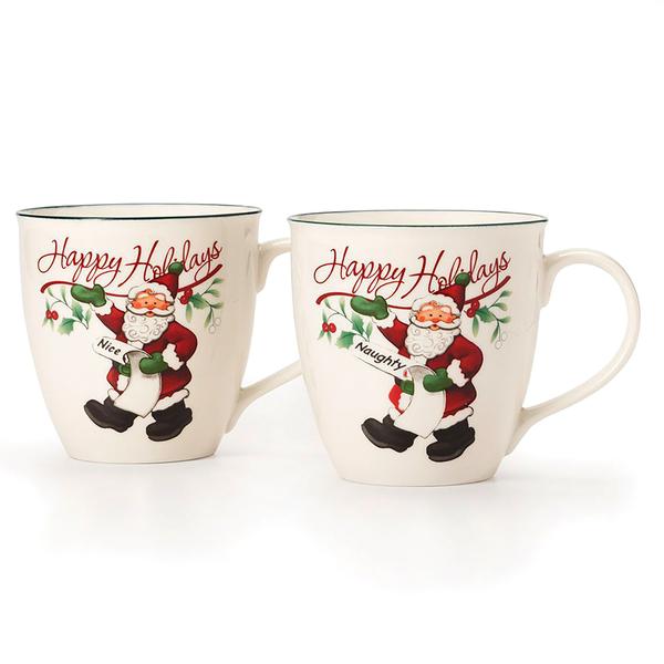 Pfaltzgraff(R) Winterberry Naughty and Nice Mugs