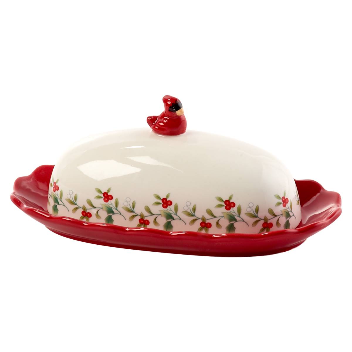 Pfaltzgraff(R) Winterberry Cardinal Butter Dish