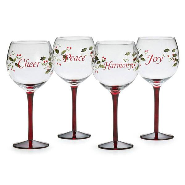 Pfaltzgraff(R) Winterberry Sentiment Wine Glasses - Set of 4