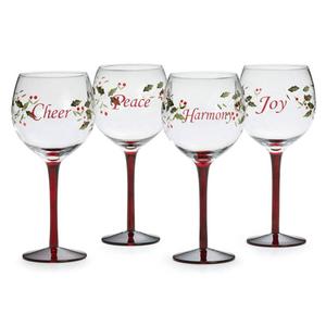 Pfaltzgraff(R) Winterberry Sentiment Wine Glasses - Set of 4