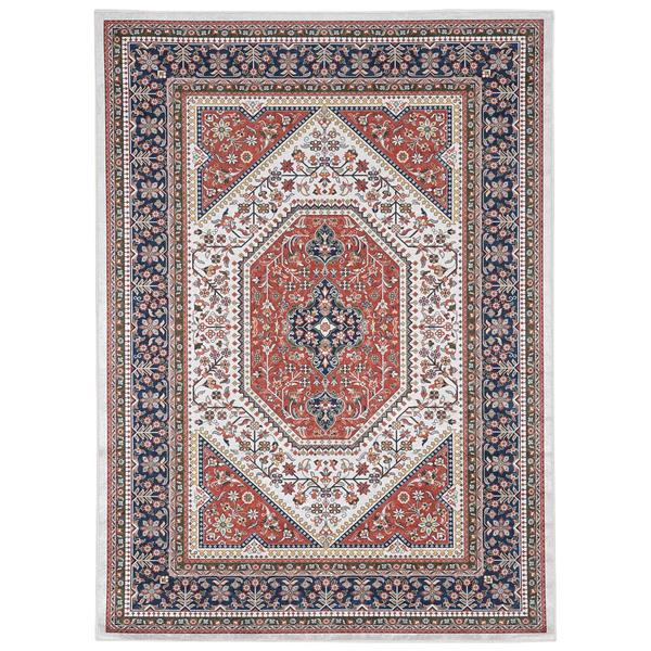 Linon Emerald Collection Red And Navy Rectangle Rug