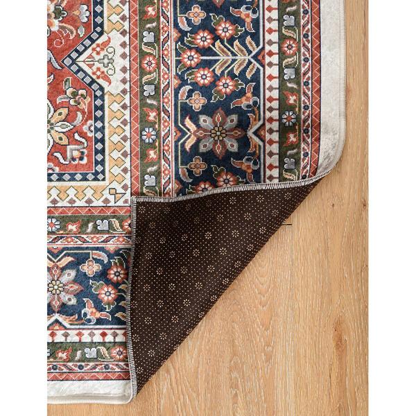 Linon Emerald Collection Red And Navy Rectangle Rug alternate view