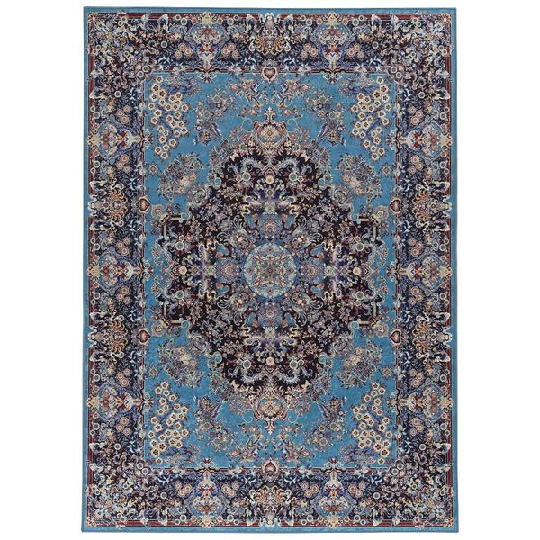 Linon Emerald Collection Blue Area Rug - 6x9