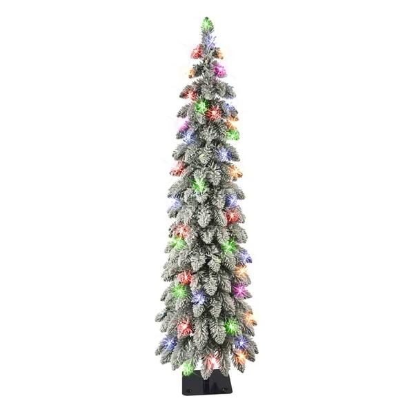 Puleo International 4ft. Incandescent Flocked Alpine Pencil Tree