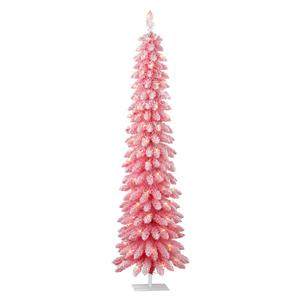 Puleo International 6ft. Pre-Lit Flocked Alpine Christmas Tree