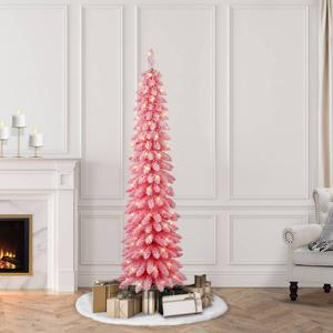 Puleo International 6ft. Pre-Lit Flocked Alpine Christmas Tree alternate view