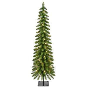 Puleo International 5ft. Pre-Lit Pencil Alpine Christmas Tree