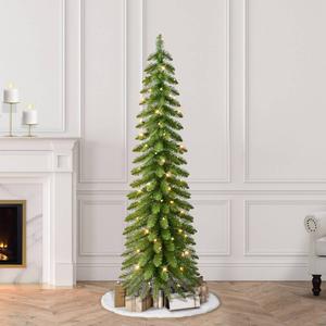 Puleo International 5ft. Pre-Lit Pencil Alpine Christmas Tree alternate view