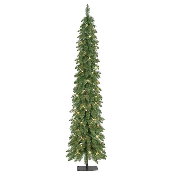 Puleo International 6ft. Pre-Lit Artificial Pencil Christmas Tree