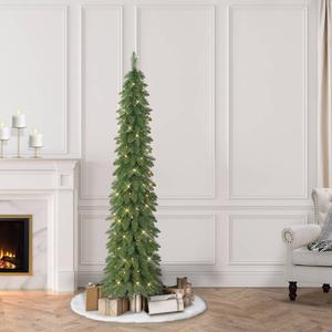 Puleo International 6ft. Pre-Lit Artificial Pencil Christmas Tree alternate view
