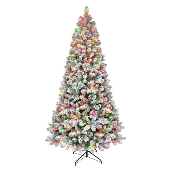 Puleo International 6.5ft. Pre-lit Flocked Virginia Pine Tree