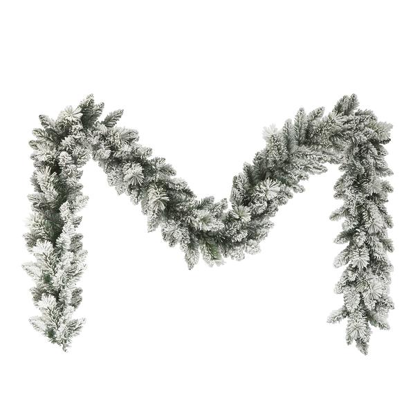 Puleo International 9ft. Flocked Spruce Garland