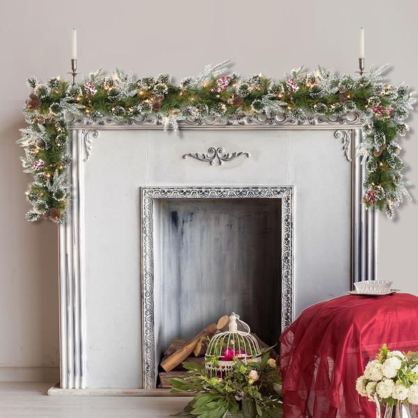 Puleo International Pre-Lit 9ft. Decorated Christmas Garland alternate view