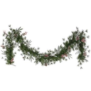 Puleo International 9ftx10in Life-Like 220 Tips Decorated Garland