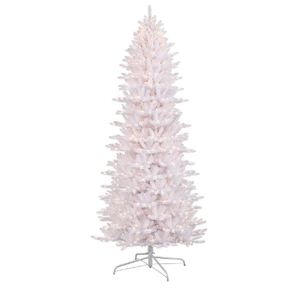 Puleo Int. 9ft. Pre-Lit Slim White Fraser Fir Christmas Tree