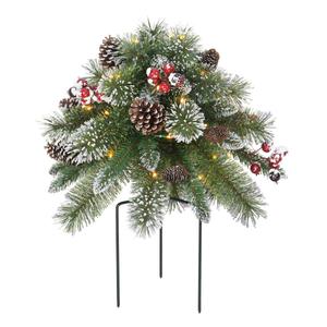 Puleo International 18in. Pine Cones & Berry Pre-Lit Urn Filler