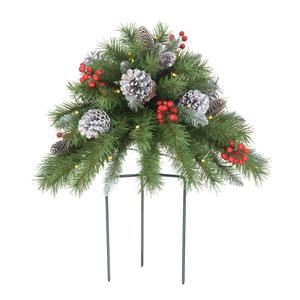 Puleo International 18in. Pine Cones & Berry Pre-Lit Urn Filler
