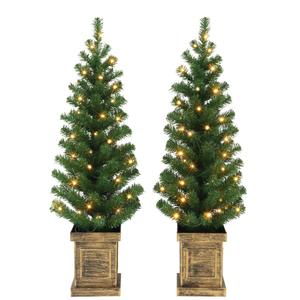 Puleo International 3.5ft. Battery Operated Set of 2 Potted Trees