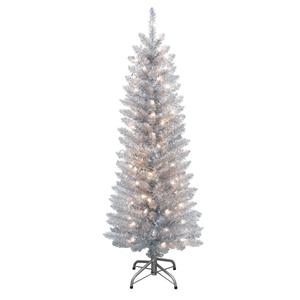 Puleo International 4.5ft. Pre-Lit Tinsel Christmas Tree