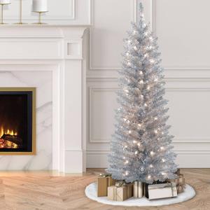 Puleo International 4.5ft. Pre-Lit Tinsel Christmas Tree alternate view
