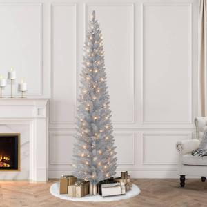 Puleo International 7ft. Pre-Lit Tinsel Artificial Christmas Tree alternate view