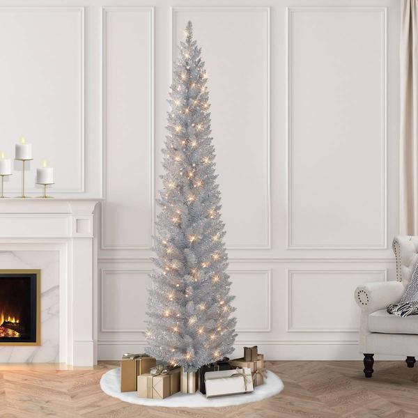 Puleo International 7ft. Pre-Lit Tinsel Artificial Christmas Tree alternate view