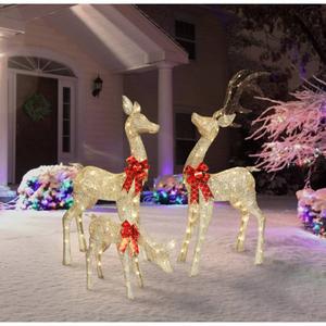 Puleo International 3pc. LED Lighted Christmas Deer Family alternate view