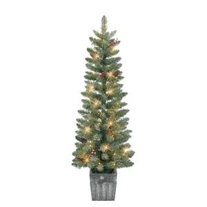 Puleo International 4ft. Pre-Lit Pine Christmas Trees - Set of 2