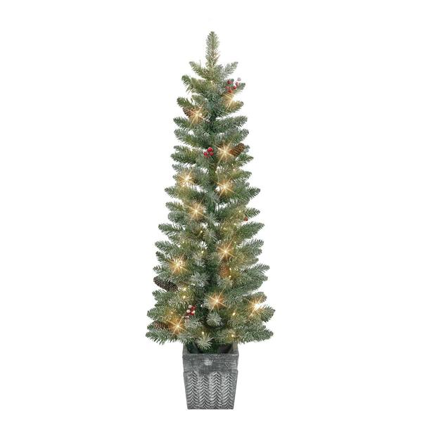 Puleo International 4ft. Pre-Lit Pine Christmas Trees - Set of 2