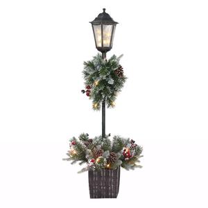Puleo International 4ft. Pre-Lit Artificial Pine Lamp Post