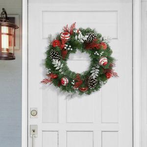 Puleo International 24in. Red Decorated Artificial Wreath alternate view