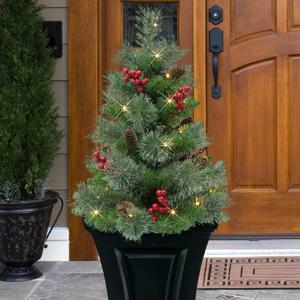 Puleo International 30in. Pre-Lit Red Urn Filler - Set of 2 alternate view