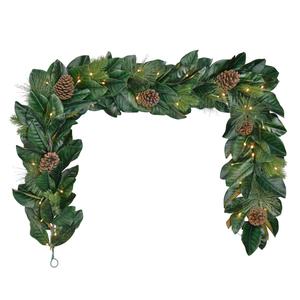 Puleo International 6ft. Pre-Lit Magnolia Artificial Garland