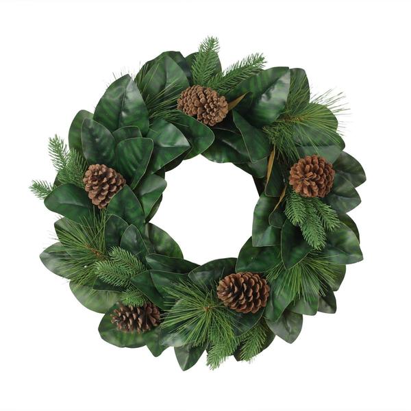 Puleo International 24in. Wreath w/Magnolia Leaves