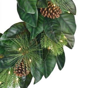 Puleo International 24in. Pre-Lit Magnolia Artificial Wreath alternate view